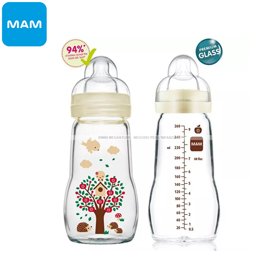 Mam - Feel Good Biberon Vetro 260 Ml - Bimbi Megastore