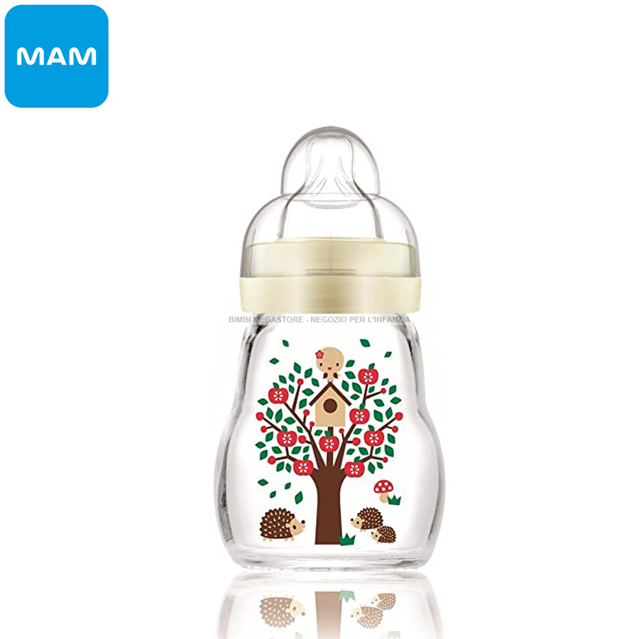 2 pezzi MAM Feel Good tettarella 1 Biberon in vetro 0 mesi 260 ml Rose