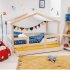Picci - Cottage Letto Montessori Con Materassi E Tessili 10 Azzurro