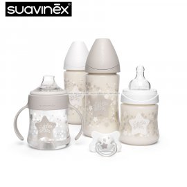 Suavinex, Biberon con tettarella anatomica in silicone, flusso denso, per  bambini +6 mesi, rosa, 360 millilitri